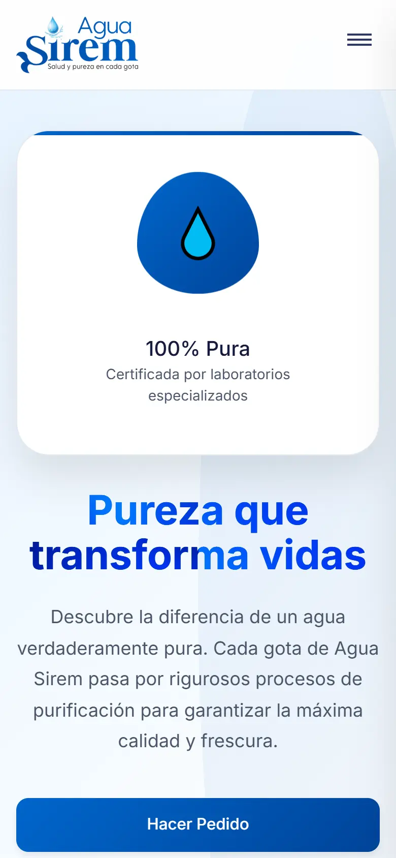 Agua Sirem en teléfono